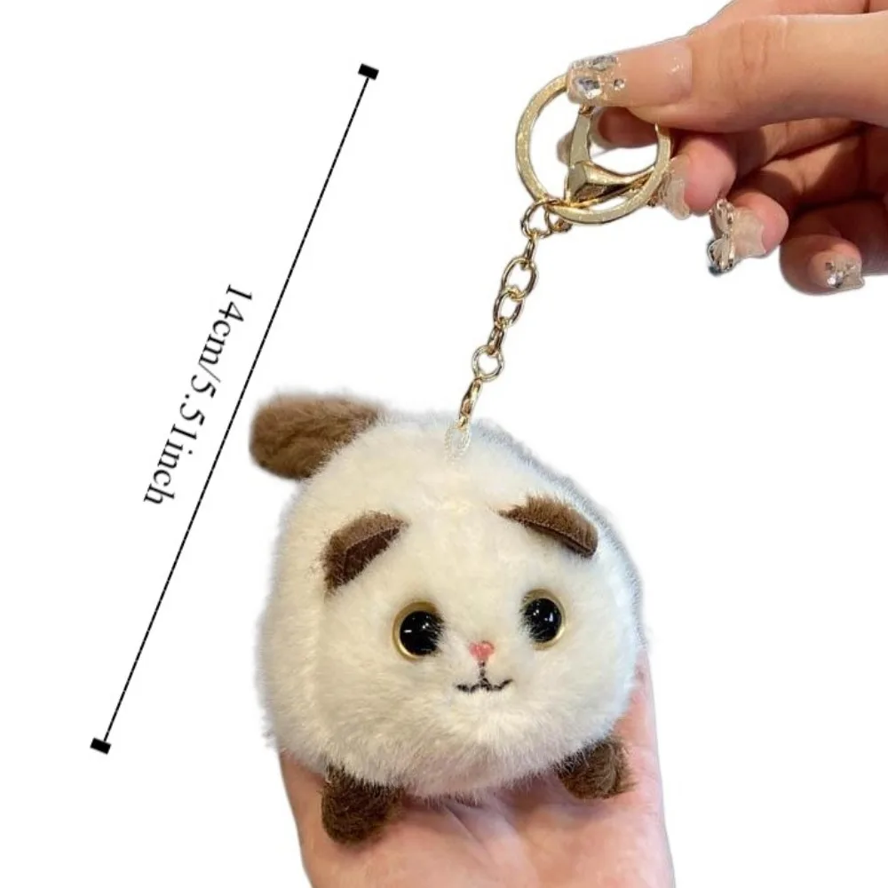 3D Eyes Cat Tail Wagging Keychain Spinning Tail Squeezing Plush Black Cat Pendant Cute Cartoon Cat Plush Keychain
