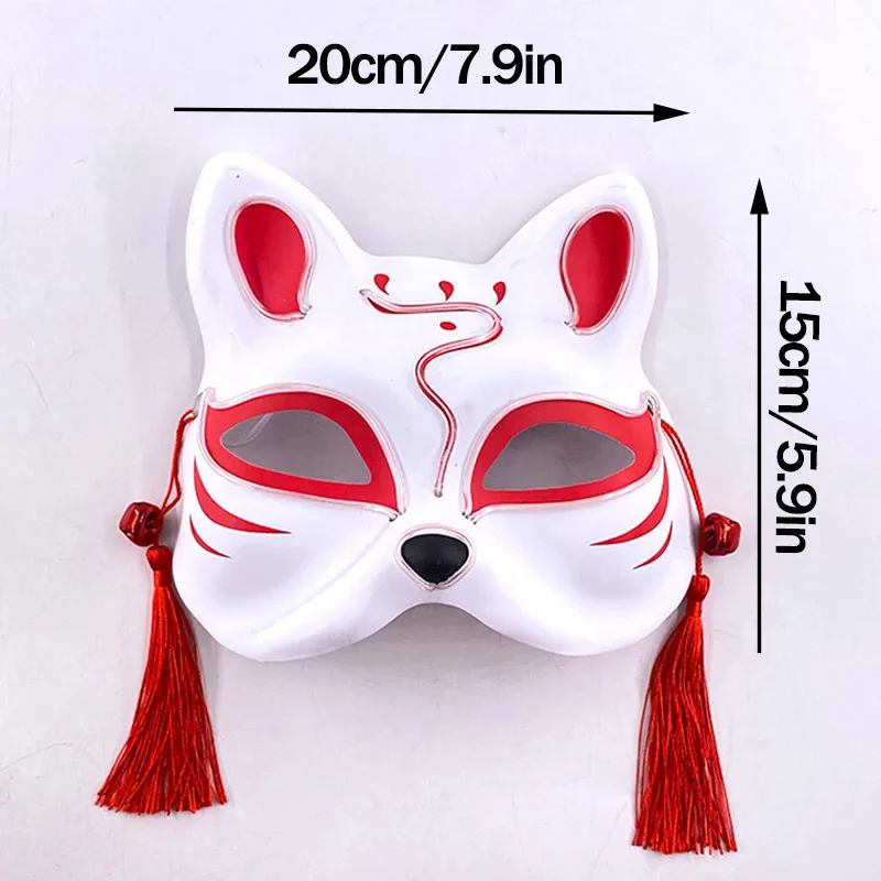 Led Light Up Mask Luminous Fox Mask Frenzy Costume Anime Half Face Cat Mask Holiday Festival Party Cosplay Mask For Adults Kids