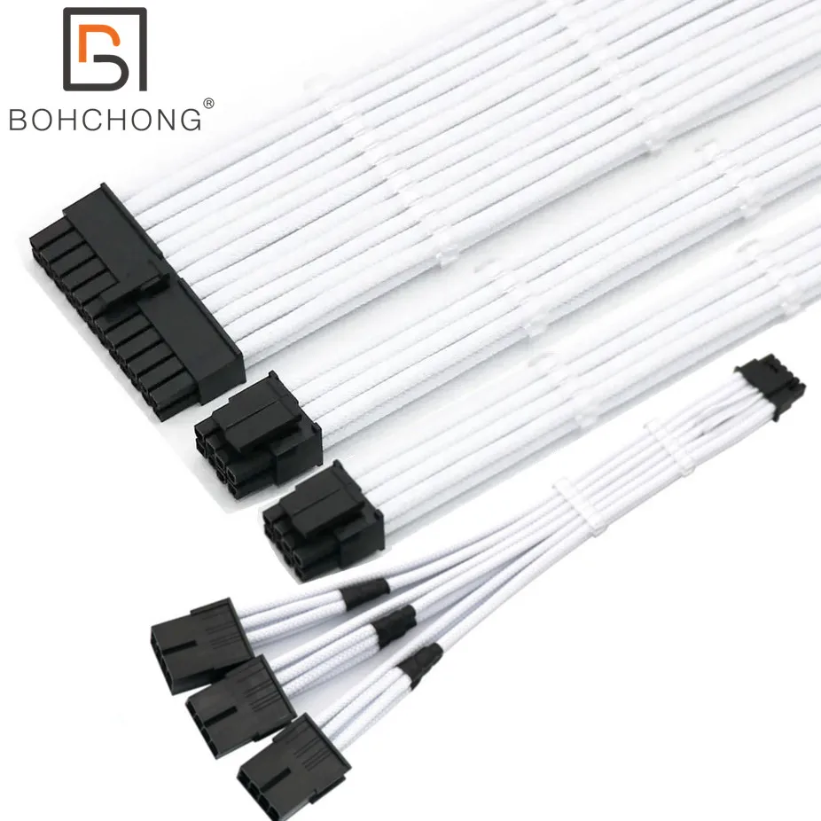 

4mm 1pcs ATX 24Pin 2pcs 4+4Pin 1pcs 12vhpwr to 3x8Pin PCI-E GPU Extension Cable Kit PCIE5.0 RTX3090Ti/ 4090 4080 4070 Cable Set