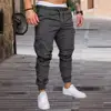 Men Cotton Pants Men's Cargo Pants with Ankle-banded Design Multiple Pockets Elastic Waist for Gym Training Outdoor for Comfort 1