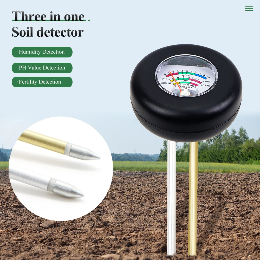 

3-in-1 Soil Meter PH Moisture Fertility Test Tool for Flower Garden Lawns Planting Monitor Humidity Acidity Tester Sensor