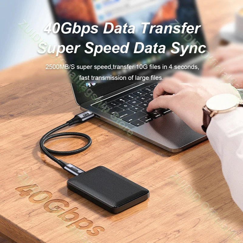 High-Speed USB-C to USB-C Data Cable - 40Gbps, 8K Video, 100W Fast Charging