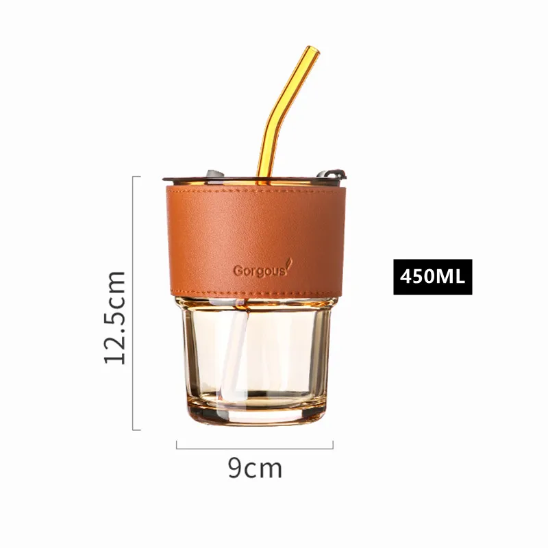 450ML Cups With Lids And Straws Coffee Mug Tumblers With Lid And Straws  Bulk Cup Heat Resistant Leather Water Tea Wine Drinkware - AliExpress