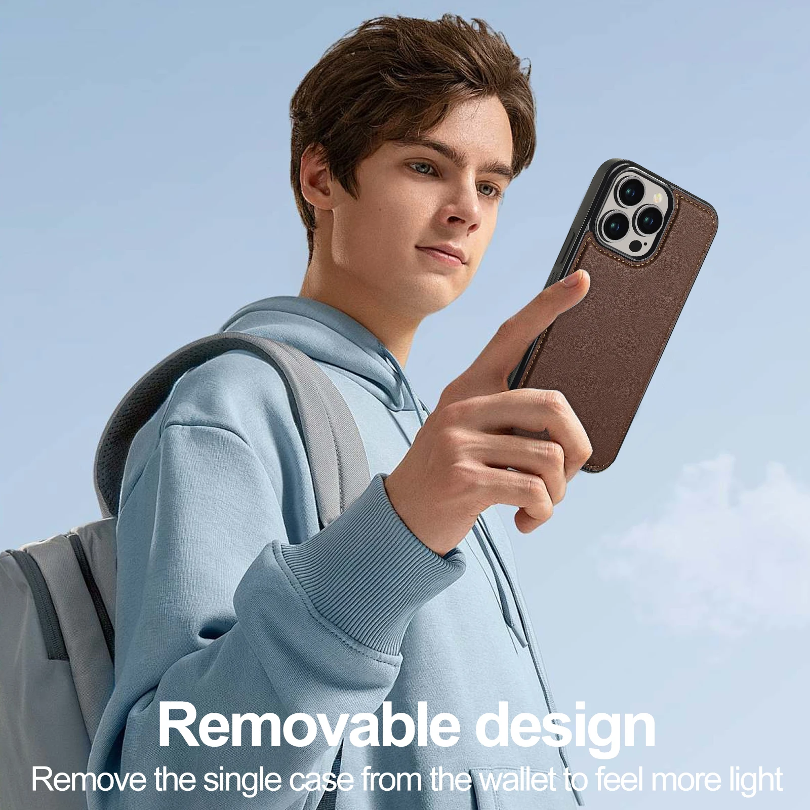 2 in 1 Abnehmbare Karten Solt Flip Leder Brieftasche Fall Für iPhone 15 Pro Max 14 Plus 16 13 12 11 SE 2022 XR XS Magnetische Tasche Abdeckung_voghion.com