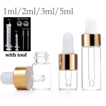 Bottiglie contagocce in vetro trasparente da 50 pezzi da 1-5 ml Bottiglie contagocce vuote per oli essenziali per cuticole, bottiglie per tinture 1