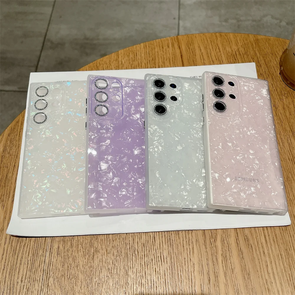 Luxury Shell Pattern Glitter Lens Protector Case - Shockproof Slim Cover