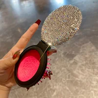 Oval air cushion folding comb artificial diamond-set mini with mirror portable hair comb 1