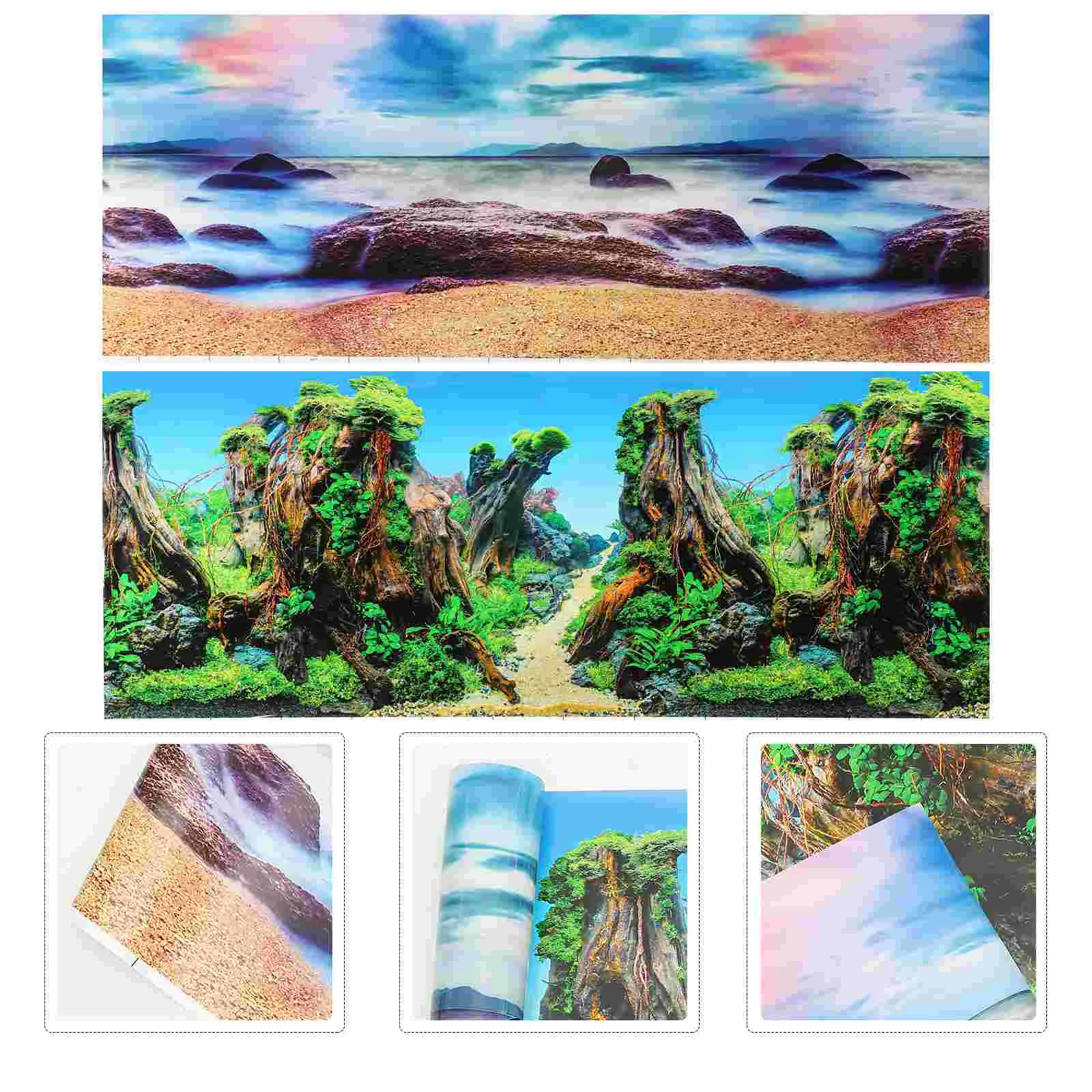 

Fish Tank Background Paper Backgrounds Thickened Aquarium Poster Decal Removable Adhesive Convenient Film 3d Stickers