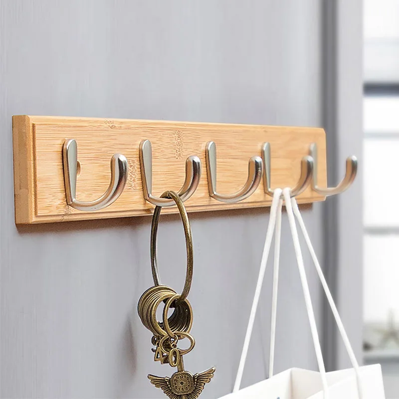 

Роскошный бамбуковый крючок для одежды, вешалка для пальто, настенный держатель для ключей, вешалка, органайзер для хранения в ванной комнате, деревянные аксессуары для дома