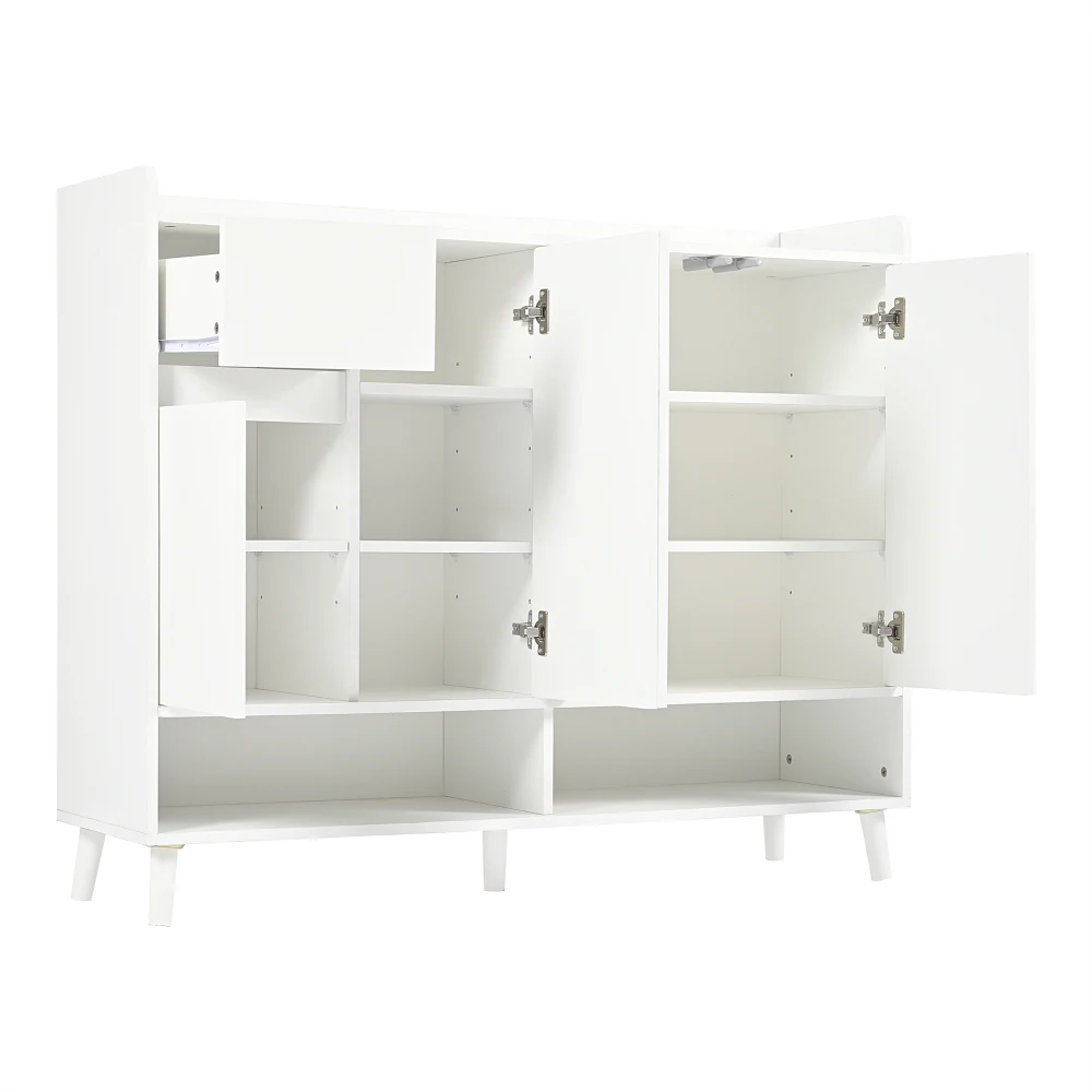 Closet Sideboard Shoe Wardrobe with Adjustable Folding Minimalist Design and Solid Wood Legs Organizer