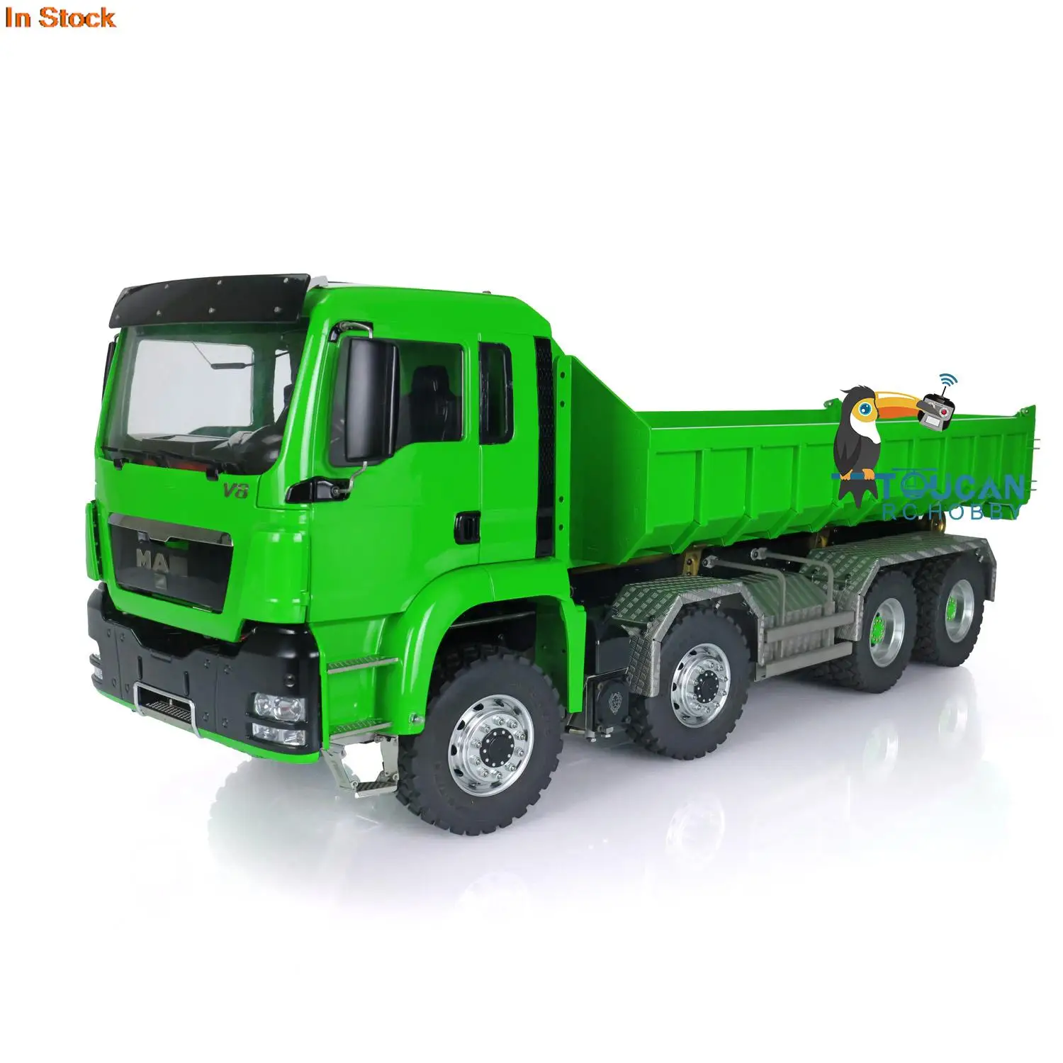 Giocattolo Lesu Ribaltabile 1/14 Telaio In Metallo 8*8 Cilindro Idraulico Man Car Tgs Rc Dumper Truck Sound Light Painted Green Cabin Thzh0480