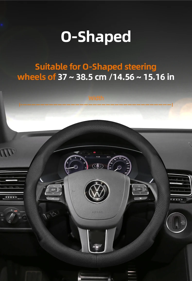 Für Volkswagen runde D-förmige Lenkradabdeckung VW Polo Golf 4 5 6 7 Up Gol Passat B8 B7 CC Touran Tiguan T-Roc Touareg ID3 – Detail 4