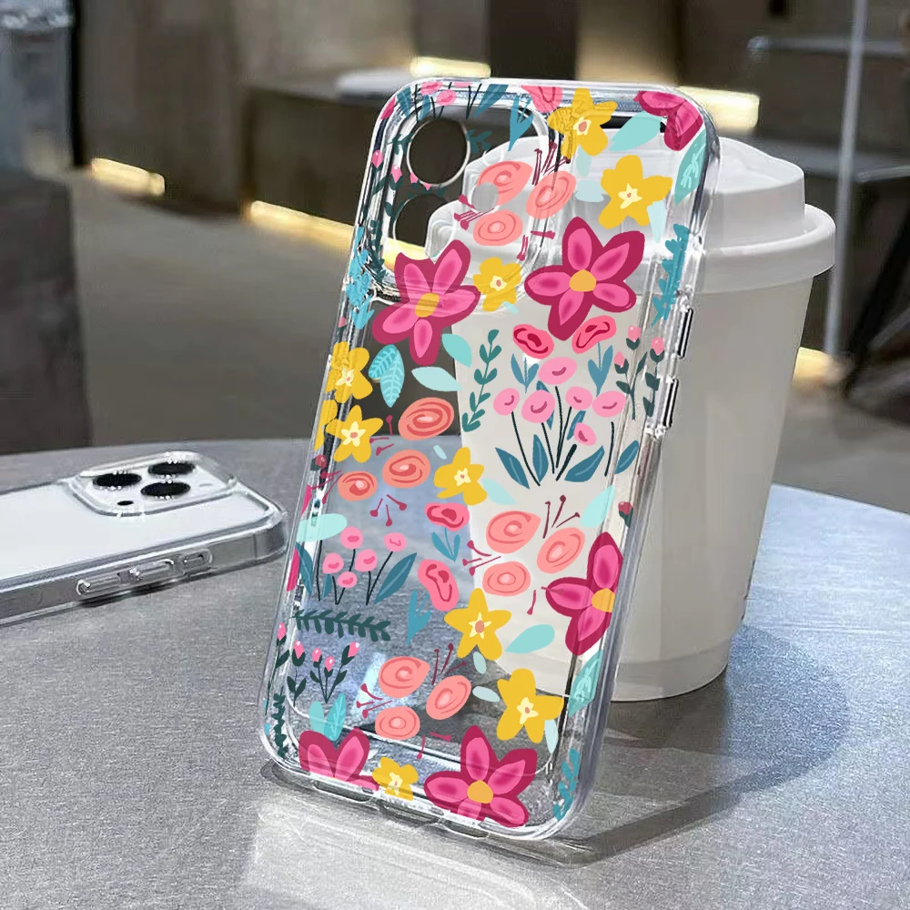 รูปสินค้า เคสใสลายดอกไม้สวยหรู ปกป้อง iPhone 17 Pro Max ทุกรุ่น