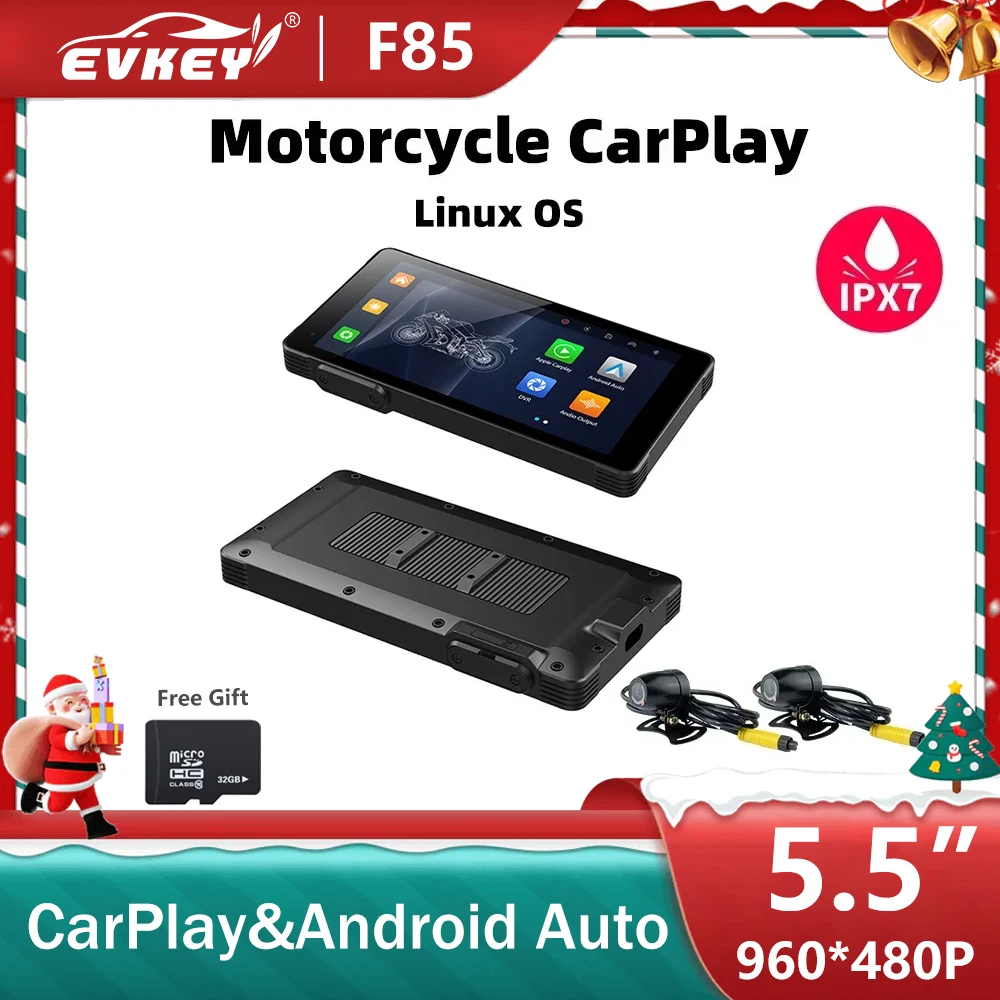 

EVKEY 6.3 inch Portable Motorcycle LCD Display GPS IPX7 Waterproof For Wireless Apple CarPlay&Android Auto