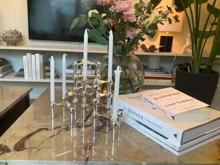 Metall-Molekülstruktur Kerzenhalter Nordischer Silber-Kerzenständer Tischdekoration Wohnzimmer-Dekoration Geschenk Heim-Deko Kandelaber – Detail 21