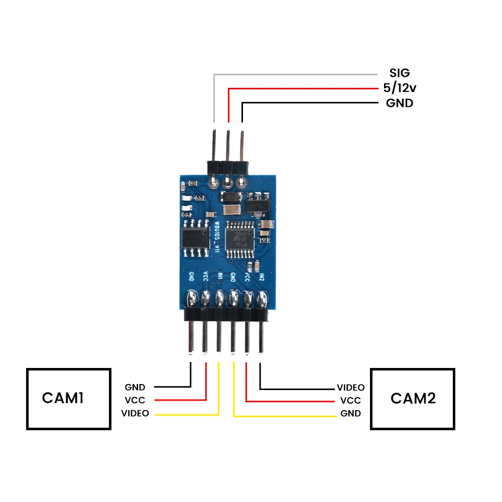 Module commutation vidéo 3 canaux FPV 5-12V PWM pour drone