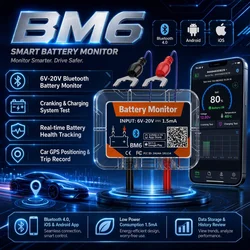 Wireless Bluetooth Car Battery Health Check Monitor - 12V Battery Health Tester App (QUICKLYNKS BM6)