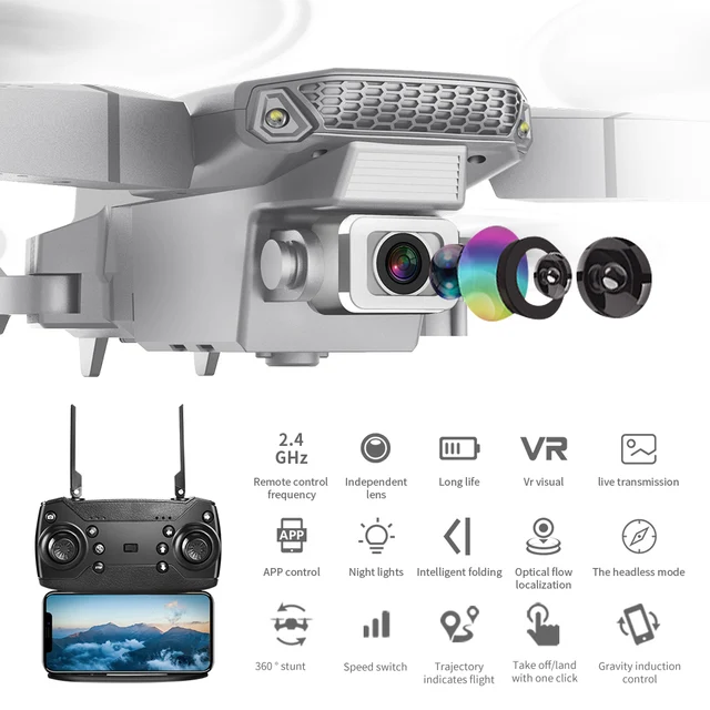 E88 Rc Drone 4K Profesional HD Dual Camera 2.4Ghz Mini Foldable Quadcopter Real-time Transmission Helicopters Gift Toys for Boy 5
