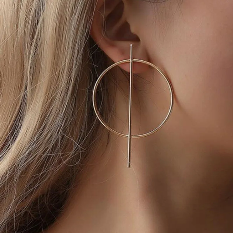 

Women Earrings Circle Hollowed Out Simple Exaggerated Long Earrings