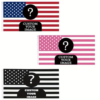 1pc Custom Classic Pink/Black American Flag, 90x150cm - Personalized Text & Logo Outdoor Yard Wall Decor, Patriotic Garden Decor 1