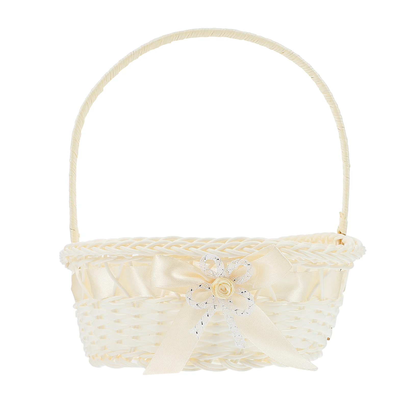 

Woven Flower Basket Party Supply Bow Tie Hand-held Handmade Plastic Gift Basketations Girl