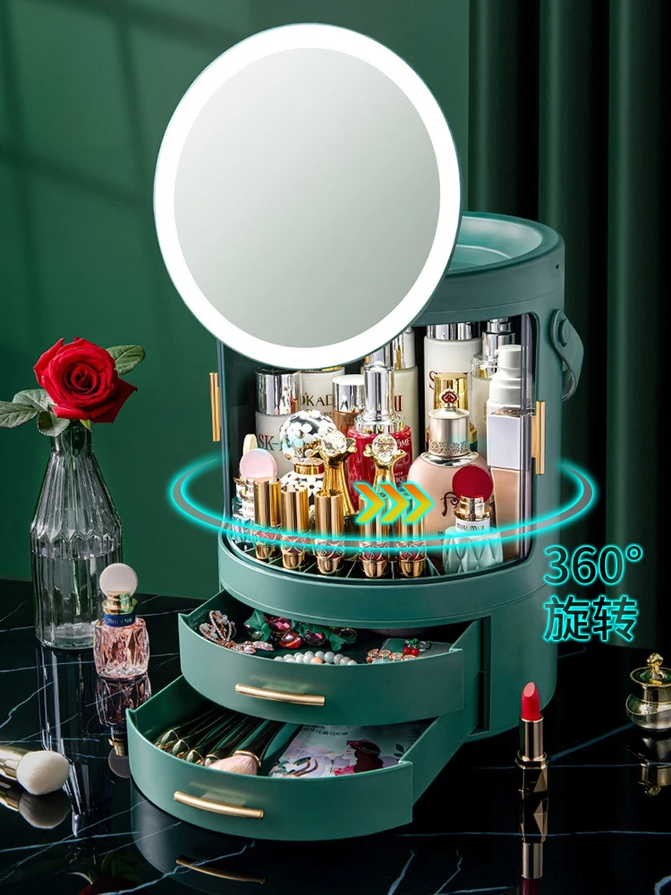 

YY Desktop with Mirror Large Capacity Rotating Lipstick Skin Care Rack