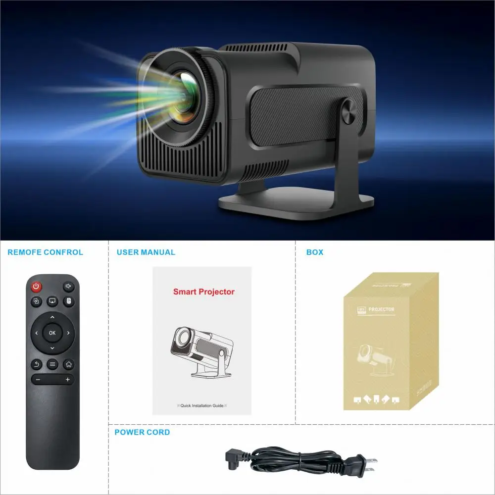 Portable Projector Salange Smart Android11 HY320 Projector 4K WiFi6 BT5 390ANSI Full HD 1080P Home Cinema Outdoor Portable for Phone
