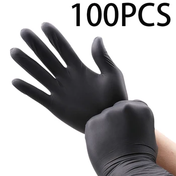 Disposable Black Nitrile Gloves Powder Free 100 Pcs