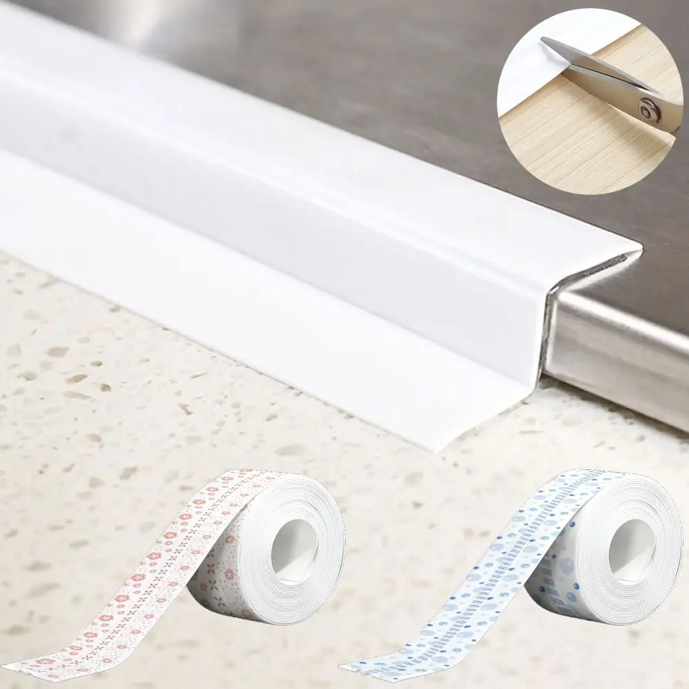 PVC Caulk Tape Double Line Kitchen Sealant Strip Bathroom Self Adhesive Shower Tile Sealer Household Tub Countertop Sealing Tape