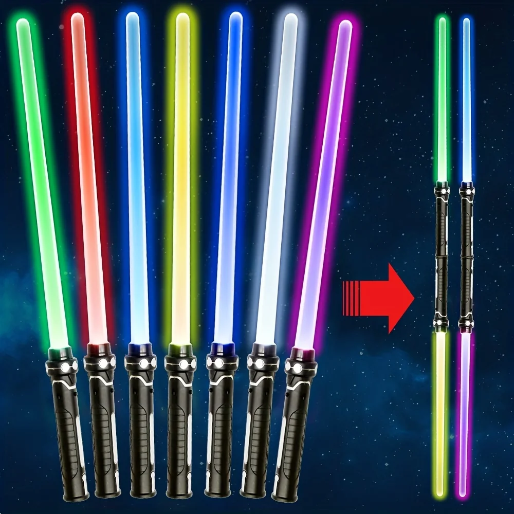 Two-in-one Long Sword Combination Laser Sword War Light Toy Transparent Toy Flash Stick Boys and Girls Plastic
