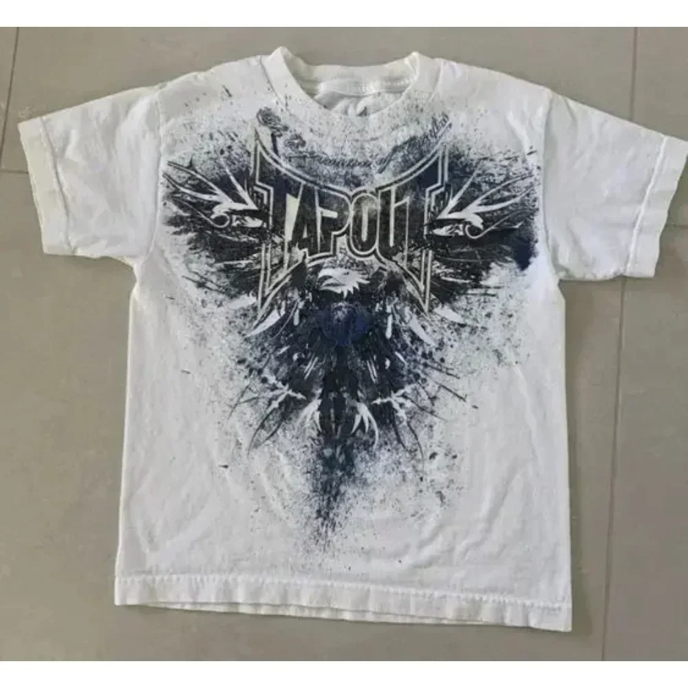 TAPOUT New Y2K Red  Printing T-shirt Men Hip Hop Round Neck Oversized Short Sleeve Casual Gothic Tee Clothing Kids Tshirt Tops 5