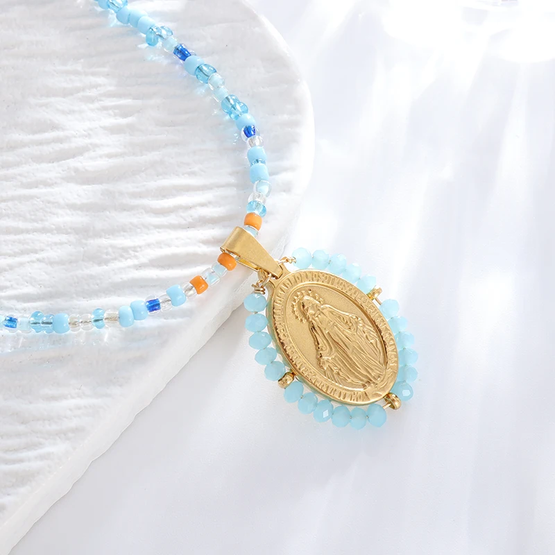 Virgin Mary Beaded Necklace 6