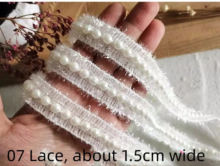 Description Picture 4 of item1 meter Pearl Lace Lace Accessories Handmade Diy Accessories Collar And Placket Clothing Bead Belt Handmade Webbing