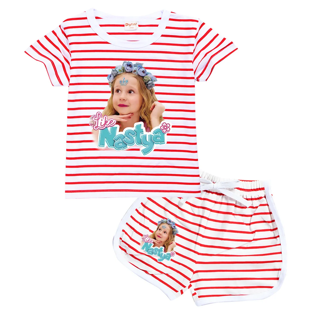 Like Nastya Toddler Girls Clothes Summer Pajamas Beautiful Short Sleeve T Shirt + Shorts Costume Girls Casual Sportswear Set