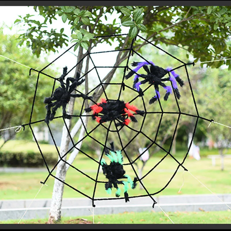 Halloween Spider Decoration Outdoor Black Soft Hairy Scary Spider Realistic Large Spider Props for Home Yard Party Decoration