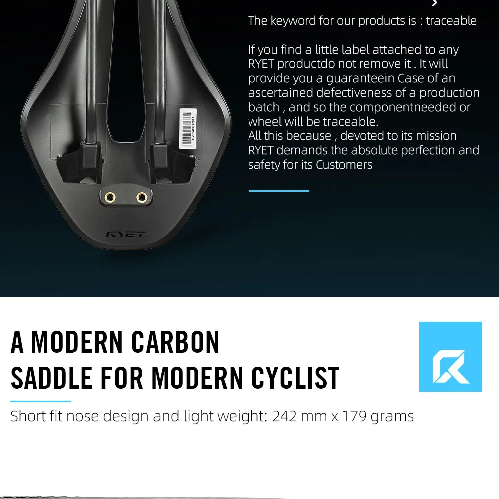 2025 RYET TT01 Triathlon-Sattel 179 g, kurze Nase, Aero-Design, kohlenstoffverstärkte Nylonhülle, 7 x 9 mm, Carbon-Schiene für Zeitfahrrad – Detail 8