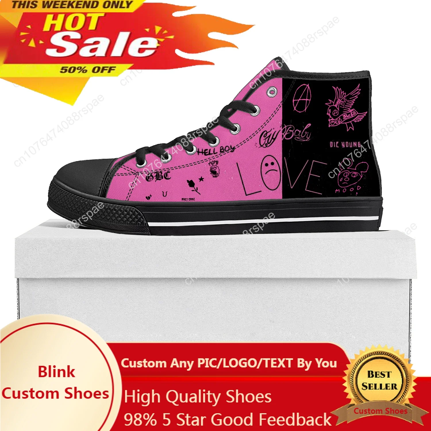 Hot Hip Hop Rapper Lil Peep High Top High Quality Sneakers Mens Womens Teenager Canvas Sneaker Casual Couple Shoes Custom Shoe