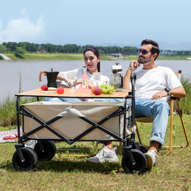 Kemping Kocsi Összecsukható Asztal Kerekek Frissítse Nagy Kapacitású Kültéri Party Piknik Kert - Image 5