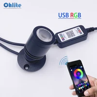 OhliteLED Smart Bluetooth APP Control RGB LED Spotlight USB 5V Adjustable Colour Mini Ceiling Spotlight 1W 3W Black White Silver 1