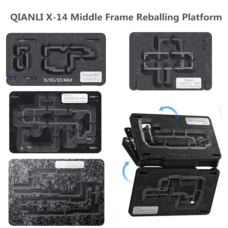 

QIANLI Middle Frame Reballing Platform For iPhone X 11 12 13 14 Series BGA Reballing Tin Planting Station With Stencil Repair