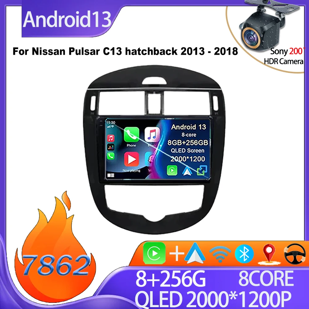 

Car Android Android Auto For Nissan Pulsar C13 hatchback 2013 - 2018 Car Multimedia Player Android 13 GPS Navigation No 2din DVD