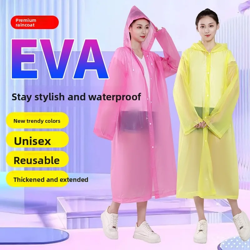 재사용 가능한 두꺼운 EVA 롱 성인용 우비 휴대용 여행 야외 방수 패셔너블 레인웨어 (폭우용)