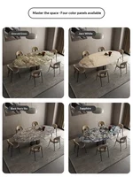 Table à manger ovale en marbre de qualité supérieure sur mesure, toutes tailles, options multi-matériaux, base en acier, mobilier de salle à manger de luxe écologique pour villa 5