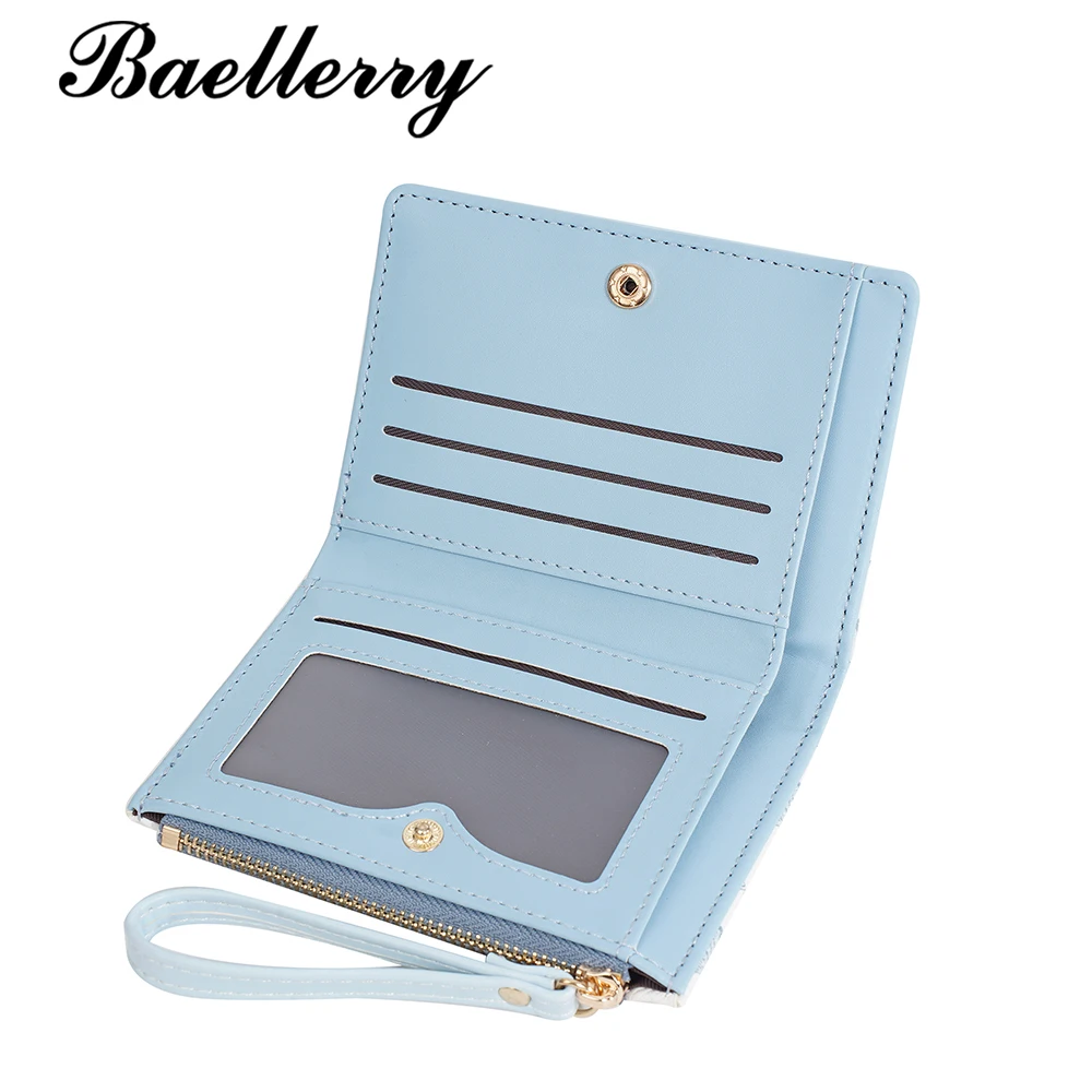 Baellerry Color Block Wallet Ins Fashion Short Bifold Purse for Girls, Butterfly Print PU Card Holder with Change Pocket Cute Mo