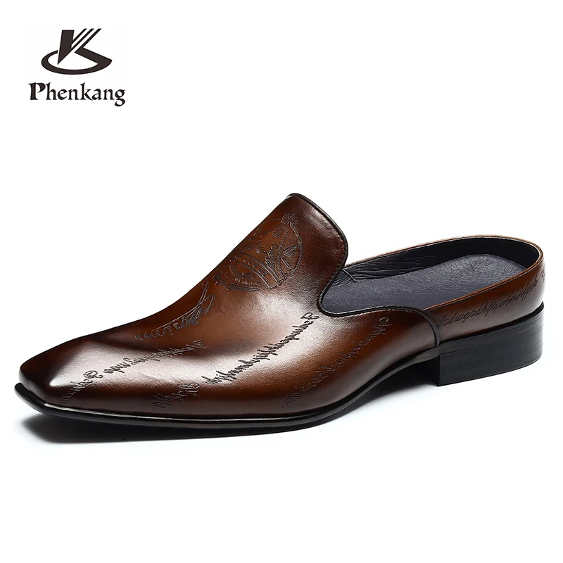 Men's Genuine Leather Spring Luxury Brand Elegant Slip On Slippers Designer Wedding Shoes Bride For Men Moccasin Shoe