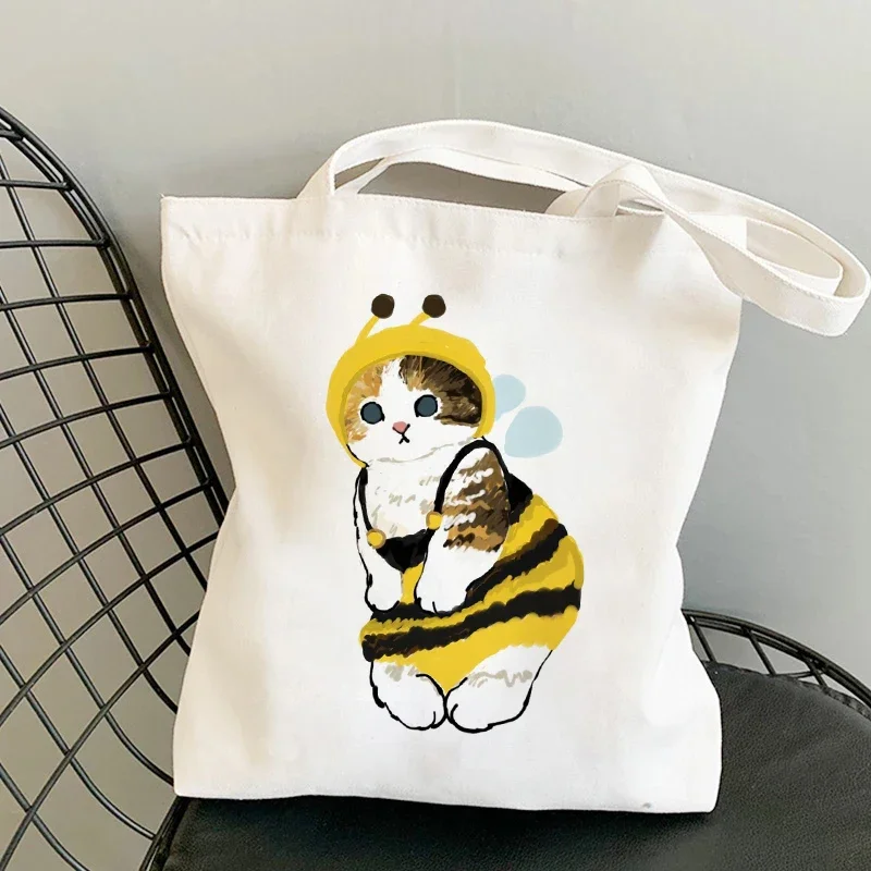 Tote Bag Shoulder Bags for Girls Fashion Canvas Bags Handbags Casual Girl Shopper Bag Kawaii Cats Cute Animal Bags Shopping Bag - 2