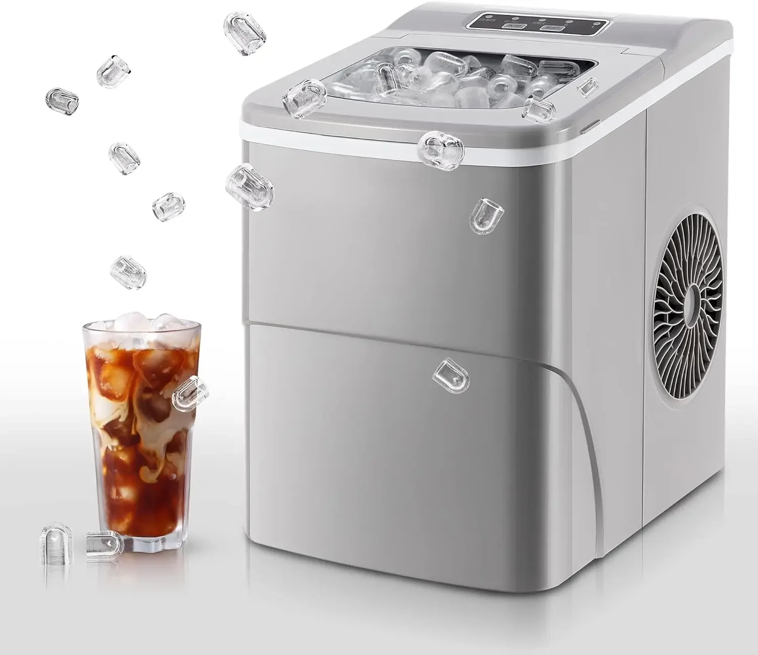 

Efficient Electactic Ice Maker Machine for Countertop - Self-Cleaning, Produces 30lbs of Ice Every 5 Minutes in 24 Hours - Porta