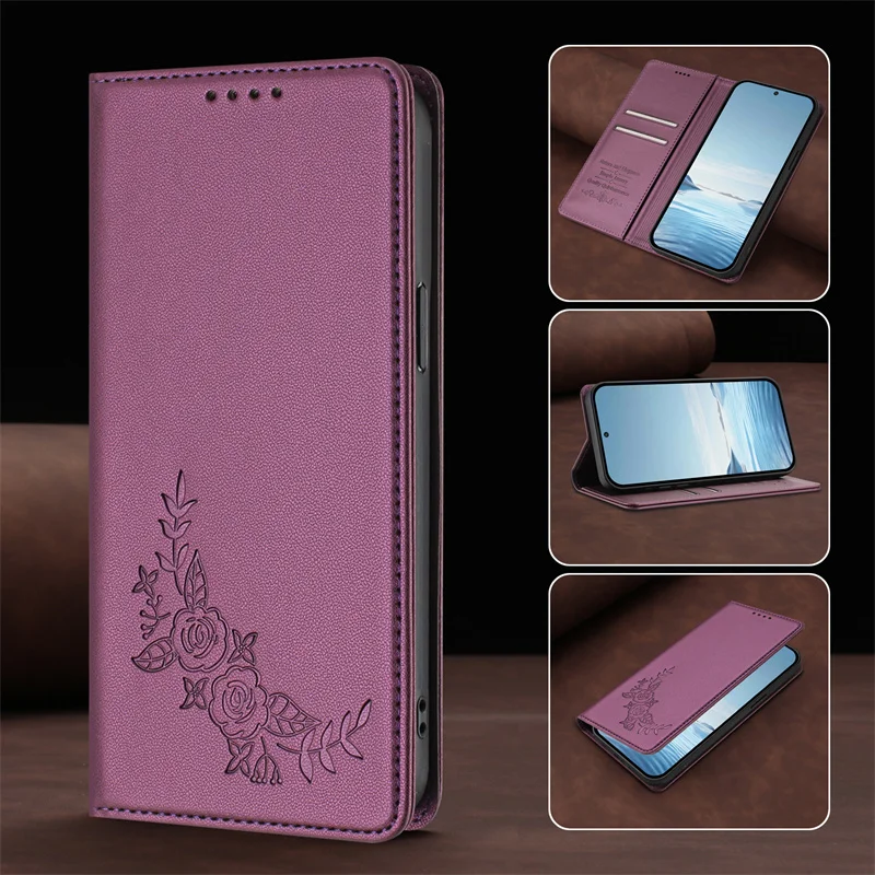 Premium Magnetic Leather Wallet Case with Stand and Flip Cover