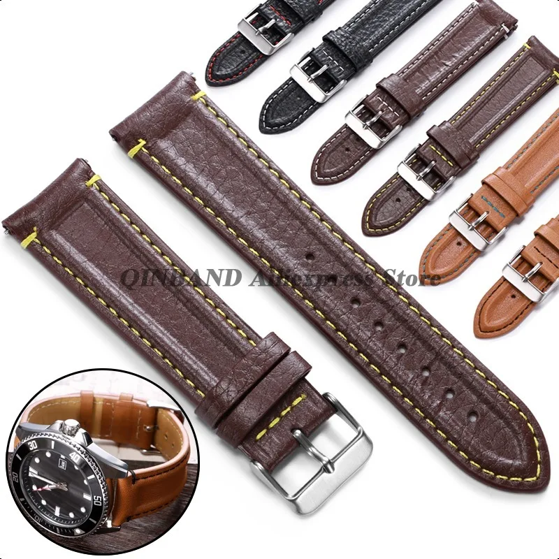 Calfskin Leather Quick Release Retro Watch Strap - Universal Wristband Replacement for Business and Casual Wear