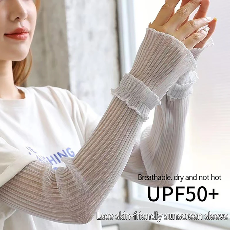 

Роскошные Длинные Кружевные УФ-защитные рукава для женщин и девочек, летние солнцезащитные рукава, тонкие велосипедные уличные спортивные рукава, 1 пара